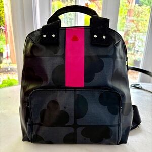 Orla Kiely Coated Cotton Small Backpack- Buddy Elephant Maze Black Pink